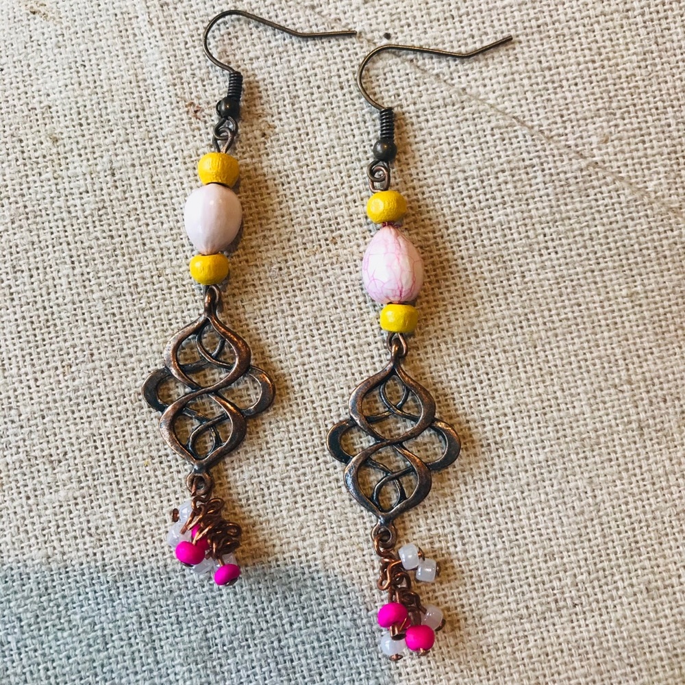 Handmade Antique Copper seed bead earring